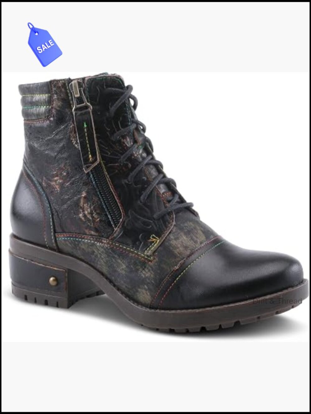 L'Artiste Sunsetride Women's Leather Mid-Calf Bootie, Lace-Up Boots, 2" Heel